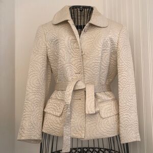 Albert Nipon Vintage Cream /Gold Classic Silk Blend Jacket